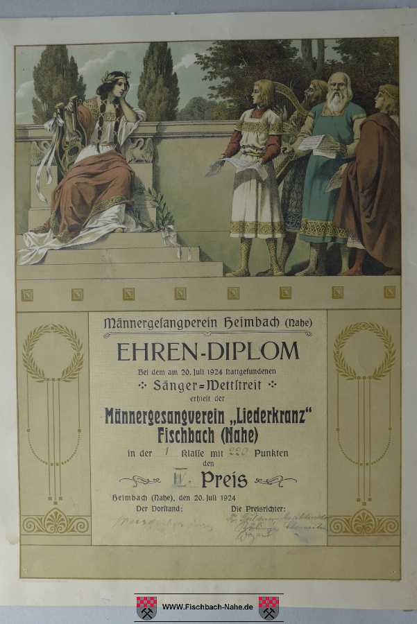 Ehrendiplom Liederkranz Juli 1924